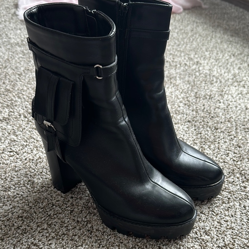 Utility heeled ankle booties